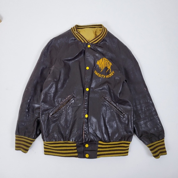 70's Manitoba Bison's varsity jacket hockey memorabilia coat bomber - Picture 11 of 13